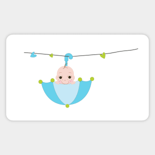 Newborn baby boy with umbrella Sticker